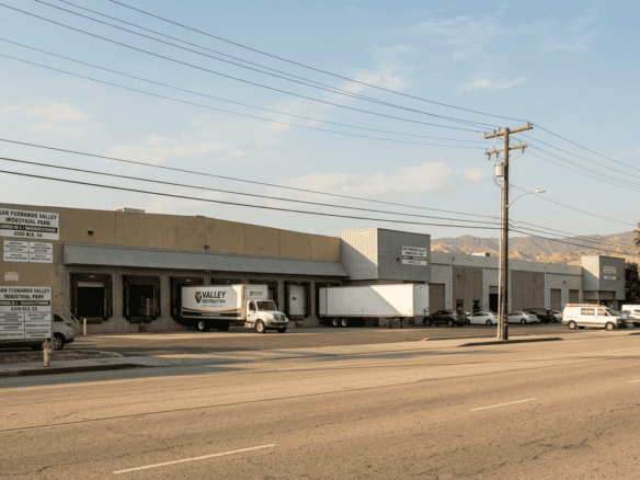 Industrial warehouse buildings in an M-zoned San Fernando Valley industrial park, Los Angeles